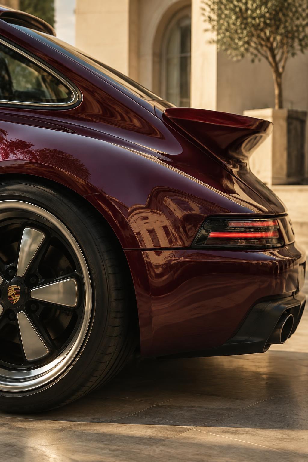 Burgundy sports car detail — generated editorial concept